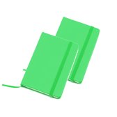 Set van 4x stuks notitieblokje groen met harde kaft en elastiek 9 x 14 cm - 100x blanco paginas - opschrijfboekjes