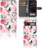 Smartphone Hoesje Google Pixel 7A Flipcase Cadeautjes voor Moederdag Butterfly Roses