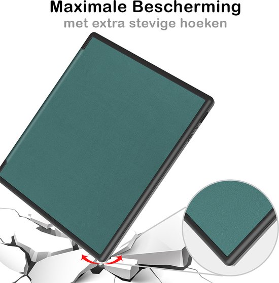 Hoesje Geschikt voor Kobo Elipsa 2E Hoesje Luxe Bescherm Case Trifold - Hoes Geschikt voor Kobo Elipsa 2E Hoes Book Cover - Donkergroen van Hoesje  — afbeelding 4