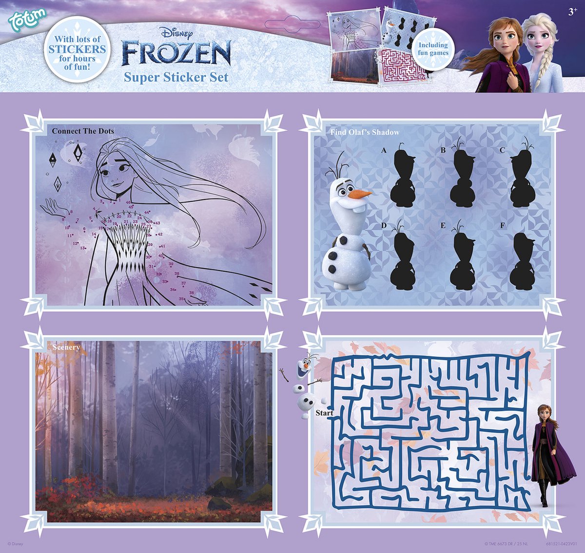 Disney Frozen Totum super sticker set XL 7 vellen - speelgoed meisjes vanaf 3 jaar - creatief knutselen stickeren met Anna en Elsa — afbeelding 2