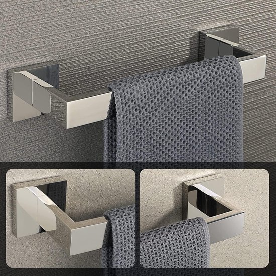 Handdoekhouder 40 cm wandmontage gepolijst geborsteld nikkel, SUS 304 roestvrij staal, badkamer handdoekstang, Beelee BA8501N-40