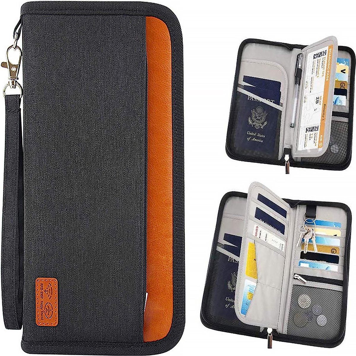 Waterdichte Paspoorthouder Met Band - Reis Organizer Zwart 23x13x3 Cm