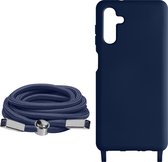 Koordhoes Geschikt voor Samsung Galaxy A14 5G/4G Semi-rigide Nekkoord 80cm Donkerblauw
