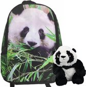 Rugtas Panda- rugzak- 42 cm hoog- 1 vaks- incl.knuffel Panda 18 cm.