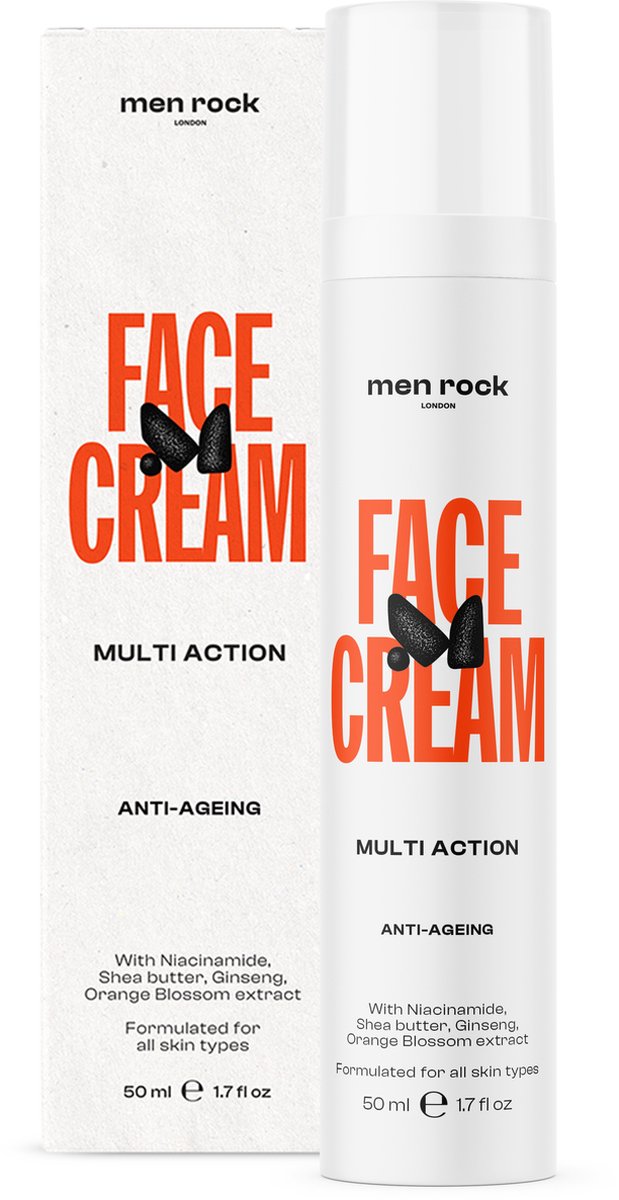 Men Rock London - Multi Action Gezichtscrème Anti-veroudering/Anti-Acne 50ML 95% natuurlijke ingrediënten