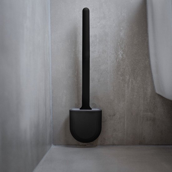 WC Borstel - Toiletborstel - WC Borstel met Houder - Toiletborstel met Houder - Siliconen WC Borstel - Flexibel - Inclusief Ophangsysteem - Zwart