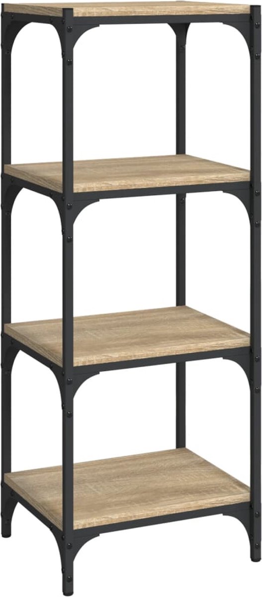 vidaXL Boekenkast 100x33x70,5 cm hout en staal grijs sonoma eikenkleur, boekenplank, plank, opbergplank, boekenkast, rek, opbergrek, kast