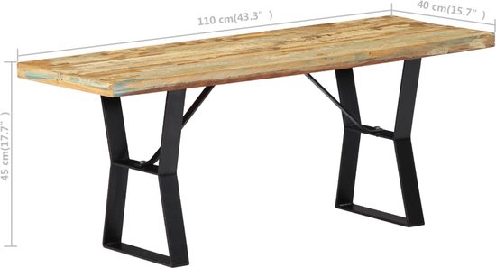 vidaXL-Bankje-110-cm-massief-gerecycled-hout