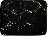Laptophoes 15.6 inch - Marmer - Kalk - Zwart - Goud - Laptop sleeve - Binnenmaat 39,5x29,5 cm