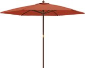 vidaXL Parasol avec mât en bois 299 x 240 cm Couleur terre cuite