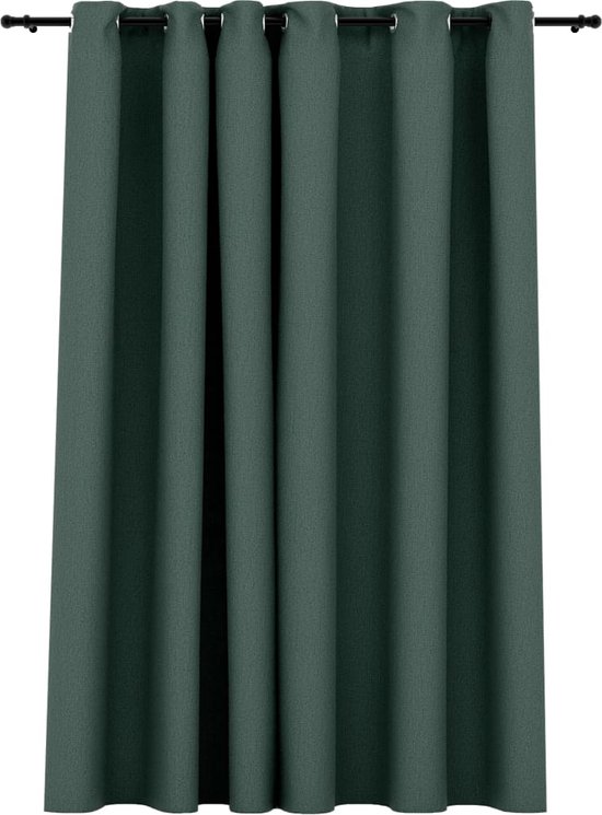 vidaXL - Gordijn - linnen-look - verduisterend - met - ogen - 290x245 - cm - groen