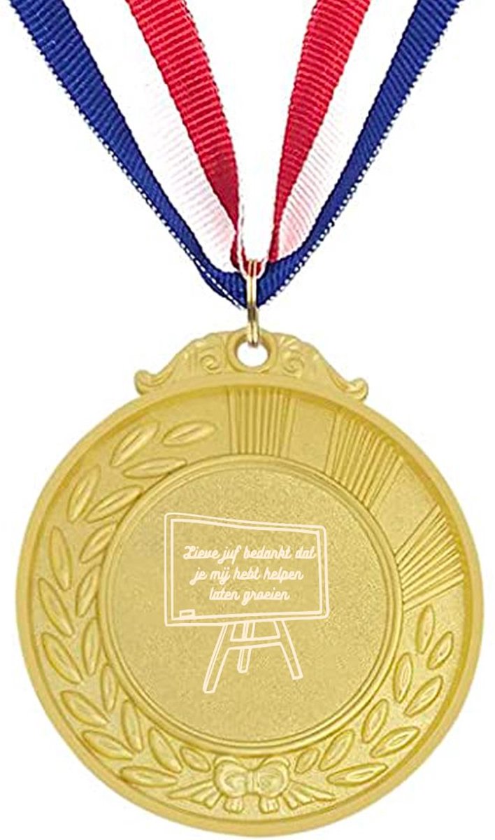 Akyol - lieve juf bedankt dat je mij hebt laten groeien medaille goudkleuring - Juf - cadeaupakket juf - einde schooljaar - afscheid - leuk cadeau voor je juf om te geven
