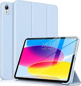 Casemania Hoes Geschikt voor Apple iPad 2022 (10.9 inch 10e Generatie - 10th Gen) Licht Blauw - Tri Fold Tablet Case - Smart Cover