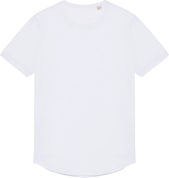 Heren T-shirt afgeronde onderzijde met ronde hals Wit - 3XL