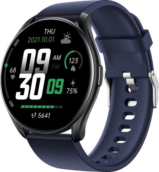 MAOO Smartwatch Dames en Heren - Horloge - Multisport - Stappenteller - Hartslagmeter - Bloeddrukmeter - iOS en Android - GTR Serie - Valentijn Cadeautje - Blauw