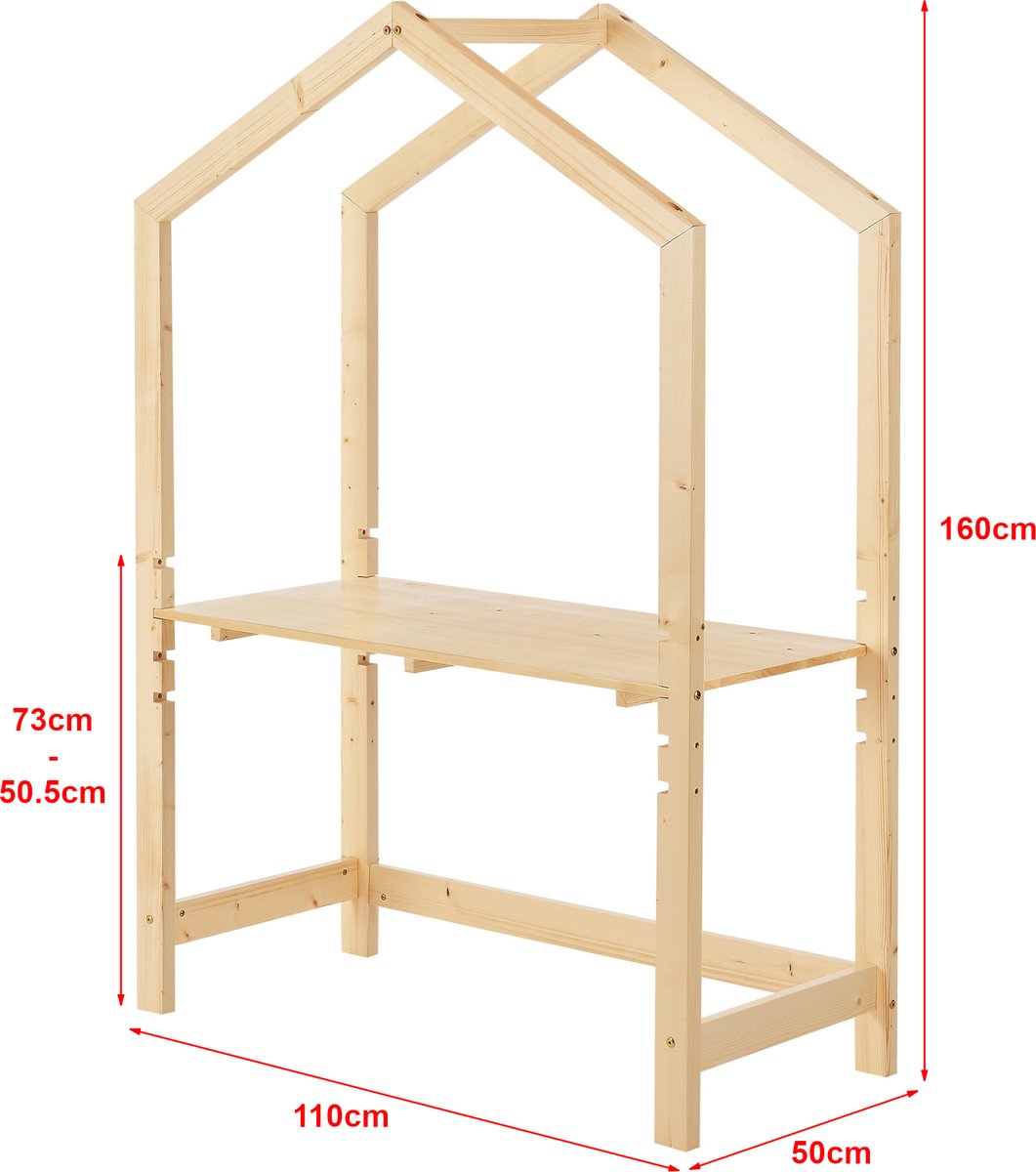 Kinderbureau Suså 160x110x50 cm verstelbaar houtkleurig thumbnail 4