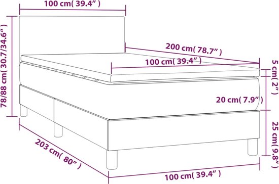 vidaXL - Boxspring - met - matras - fluweel - roze - 100x200 - cm