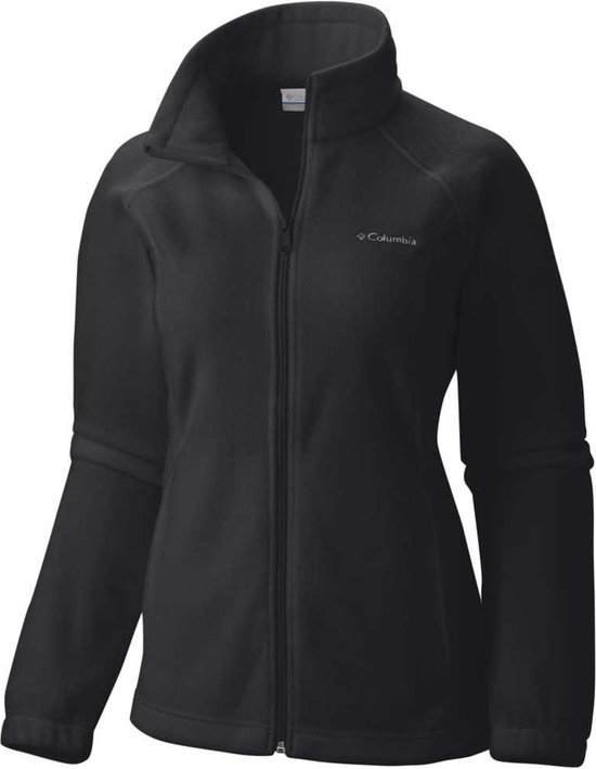 Zwarte Columbia fleece trui met ritssluiting, staande kraag en logo op de borst.
