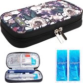 Insuline Cooler case, diabetische reiskoffer, draagbare insuline koeltas voor insuline pen en insuline geneeskunde (grijze roos)