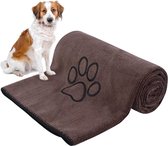 Hondenhanddoek, extra absorberend, groot, XXL, 76 x 127 cm, 1 verpakking, microvezel handdoeken voor honden en katten, huisdierhanddoek, sneldrogend en zacht, microvezeldoeken, wasbaar en duurzaam, bruin
