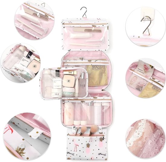 Trousse de toilette à suspendre pour femme, grande trousse à maquillage étanche, organisateur, Flamingo-a, moderne