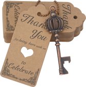 52 stuks kroonvorm vintage sleutel flesopener bruiloft geschenken voor gast souvenir cadeauset met escorte bedankjes en sleutelhanger (antiek koper)