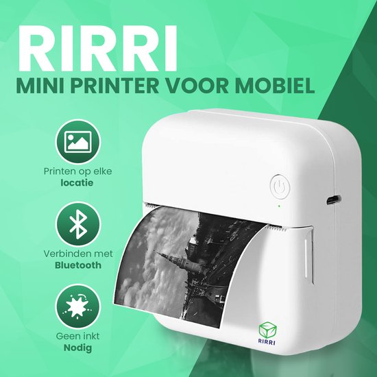Rirri Mini Printer voor Mobiel - Incl. 6 Rollen Papier en Kleurpennen -  Mobiele Pocket... | bol.com