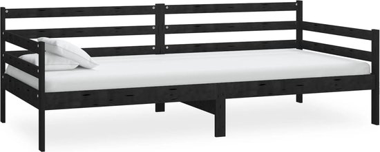 vidaXL - Bedbank - massief - grenenhout - zwart - 90x200 - cm