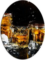 Dibond Ovaal - Drankje in Glazen met IJsklontjes - 51x68 cm Foto op Ovaal (Met Ophangsysteem)