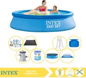 Intex Easy Set Zwembad - Opblaaszwembad - 244x61 cm - Inclusief Afdekzeil, Onderhoudspakket, Filter, Grondzeil, Solar Mat, Trap en Voetenbad