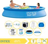 Intex Easy Set Zwembad - Opblaaszwembad - 305x61 cm - Inclusief Solarzeil Pro, Onderhoudspakket, Zwembadpomp, Filter, Grondzeil, Onderhoudsset, Trap, Voetenbad en Warmtepomp CP