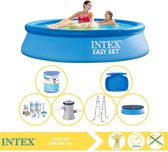 Intex Easy Set Zwembad - Opblaaszwembad - 244x61 cm - Inclusief Afdekzeil, Onderhoudspakket, Zwembadpomp, Filter, Trap en Voetenbad