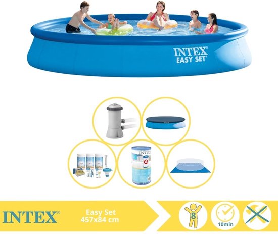 Piscine Gonflable - Intex - Easy Set - Piscine Familiale - Ø 457 x 84 Cm -  Avec Pompe