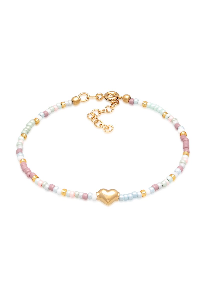 Elli - Armband - Dames hart hanger glazen kralen zomer Kleurrijk in 925 sterling zilver verguld - Dames