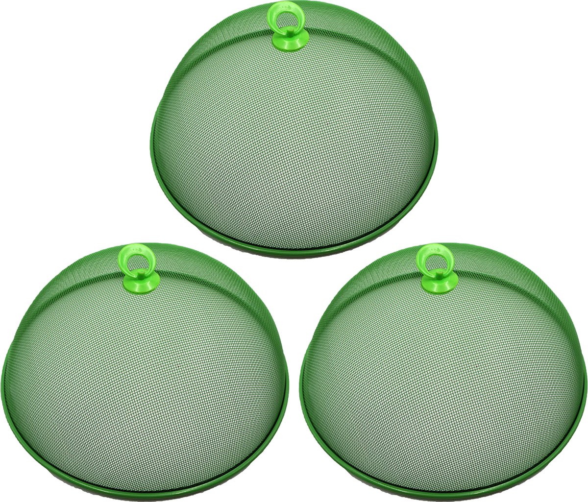 Haushaltshelden Vliegenkap/voedselkap - 3x - groen - metaal - D35 x H16 cm
