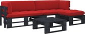 vidaXL-4-delige-Loungeset-pallet-met-kussens-zwart-geïmpregneerd-hout