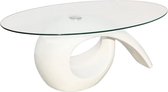 Table basse avec plateau ovale en verre blanc brillant