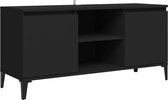 Meuble TV avec pieds en métal 103,5x35x50 cm noir