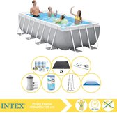 Intex Prism Frame Zwembad - Opzetzwembad - 400x200x100 cm - Inclusief Onderhoudspakket, Filter, Grondzeil, Stofzuiger en Solar Mat
