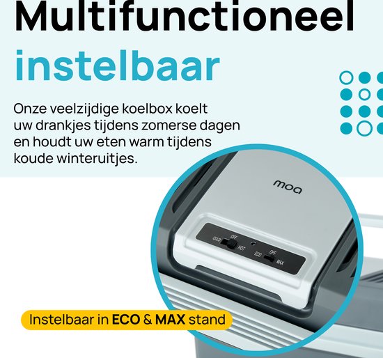 MOA Koelbox Elektrisch 12V en 230 volt - Coolbox - 22L - Frigobox - Grijs van MOA — afbeelding 4