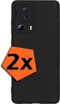 Hoesje Geschikt voor Xiaomi 13 Lite Hoesje Siliconen Cover Case - Hoes Geschikt voor Xiaomi 13 Lite Hoes Back Case - 2-PACK - Zwart