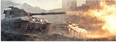 Poster (Mat) - Aanval op Stad van Soldaten in Tanks - 60x20 cm Foto op Posterpapier met een Matte look