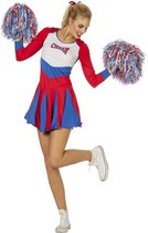 Wilbers & Wilbers - Cheerleader Kostuum - Cheerleader Go Go Go - Vrouw - Blauw, Rood - Maat 46 - Carnavalskleding - Verkleedkleding