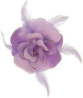 Haarspeld met glitter lila bloem en elastiek