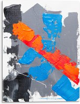 Acrylglas - Grijze, Blauwe en Oranje Verfvakken op Witte Achtrgrond - 30x40 cm Foto op Acrylglas (Met Ophangsysteem)