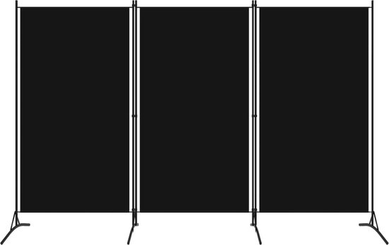 vidaXL Paravent à 3 panneaux Noir 260 x 180 cm