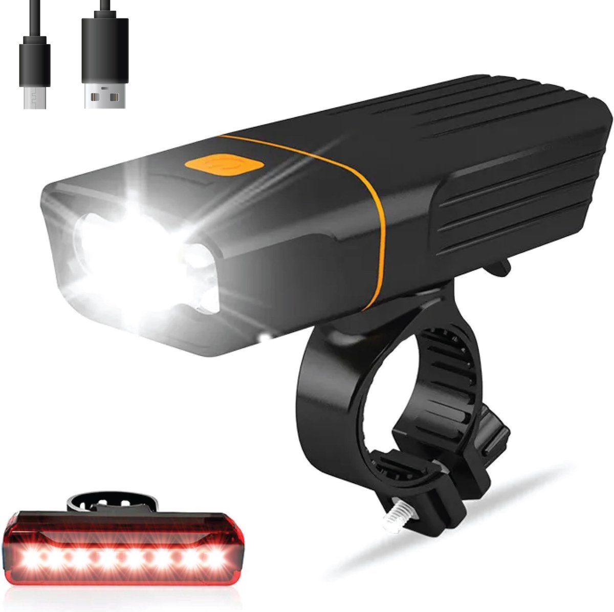Fietslamp Set – Fietsverlichting – Fietslicht - Voorlicht en Achterlicht – Racefiets Verlichting - Koplamp Fiets – Fietslampen - USB Oplaadbaar – Led – Fiets, Mountainbike en Ebike