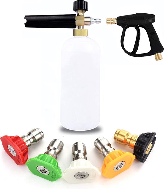 Foam Gun - Schuimpistool - Inclusief 5 Opzetstukken - Snow Foam - Foam Cannon - Voor Auto & Motor - Hogedrukreiniger - Schuimsproeier - Car Wash