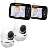 LAKOO-Beveiligingscamera-Babyfoon met camera-Monitor-babyphone-babyfoon-display-Babyfoon met monitor-Premium Baby Monitor-3,5 inch-set van 2
