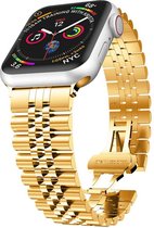 Stalen bandje - RVS - geschikt voor Apple Watch Series 1/2/3/4/5/6/7/8/9/SE/SE 2/Ultra/Ultra 2 met case size 42 mm / 44 mm / 45 mm / 49 mm - goud